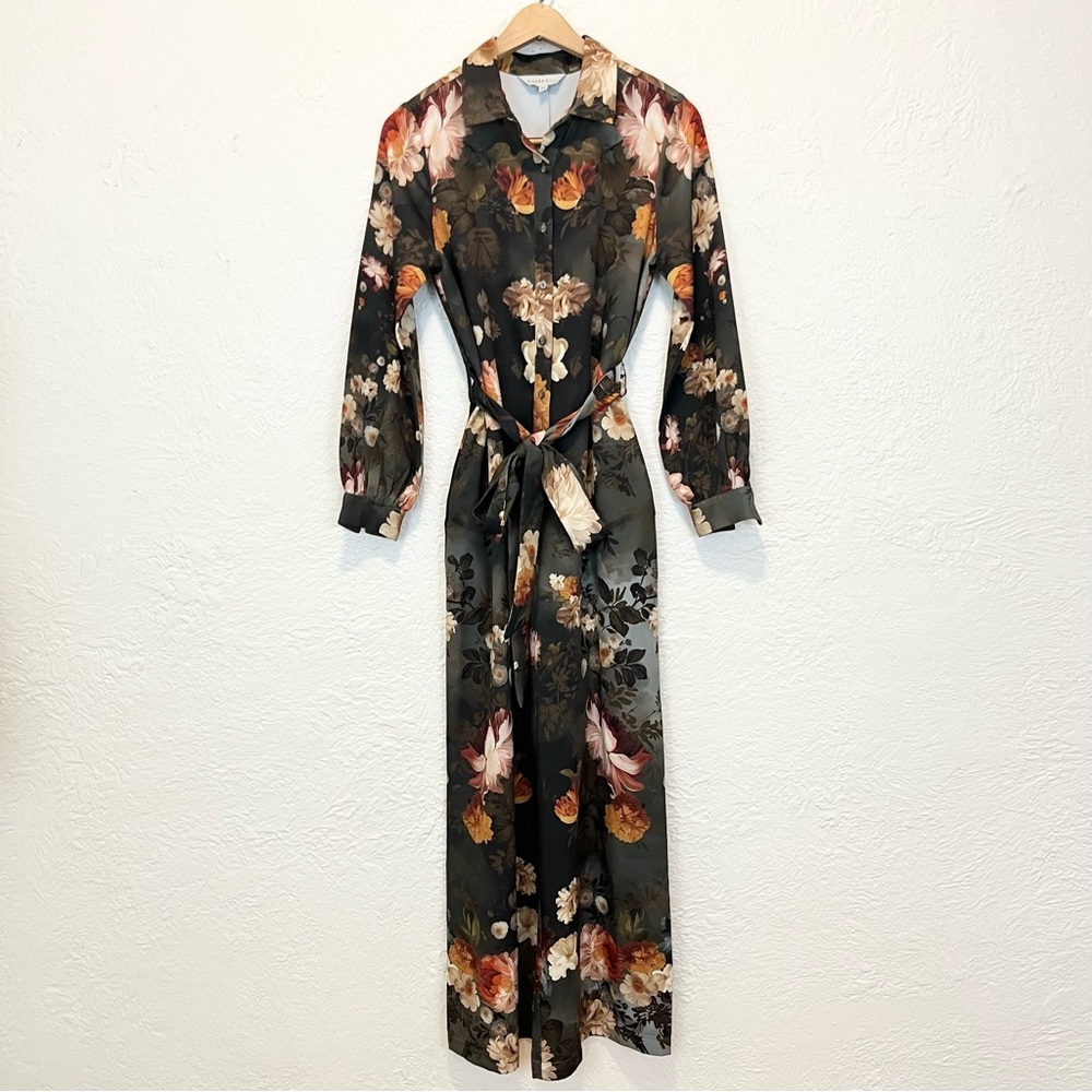Anthropologie Ranna Gill Jumpsuit Floral Green Long Sleeve Wide Leg XS Boho - Picture 3 of 8